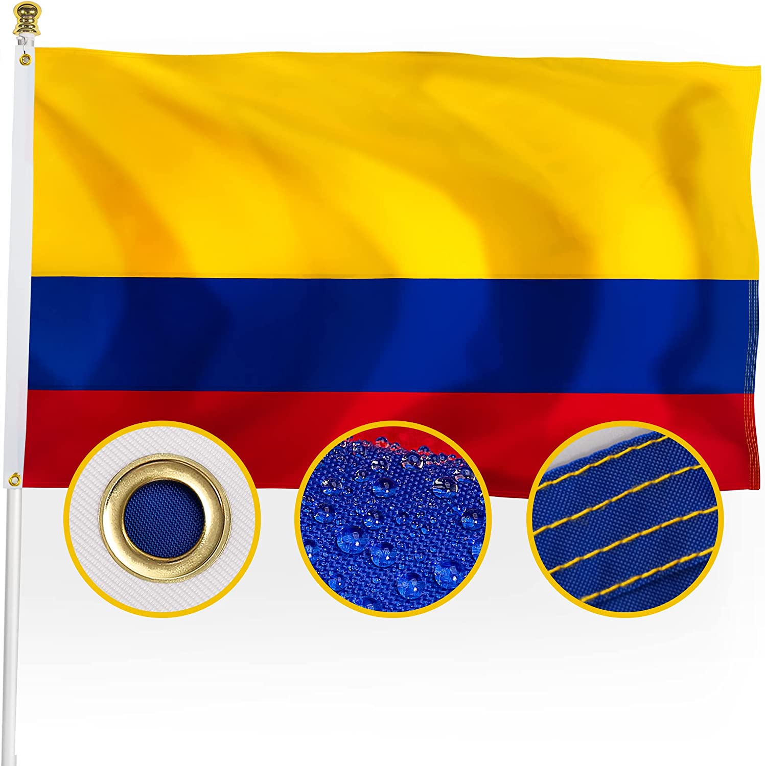 Wholesale Columbian Flag Embroidery Printed for Pole Car Boat Garden ...